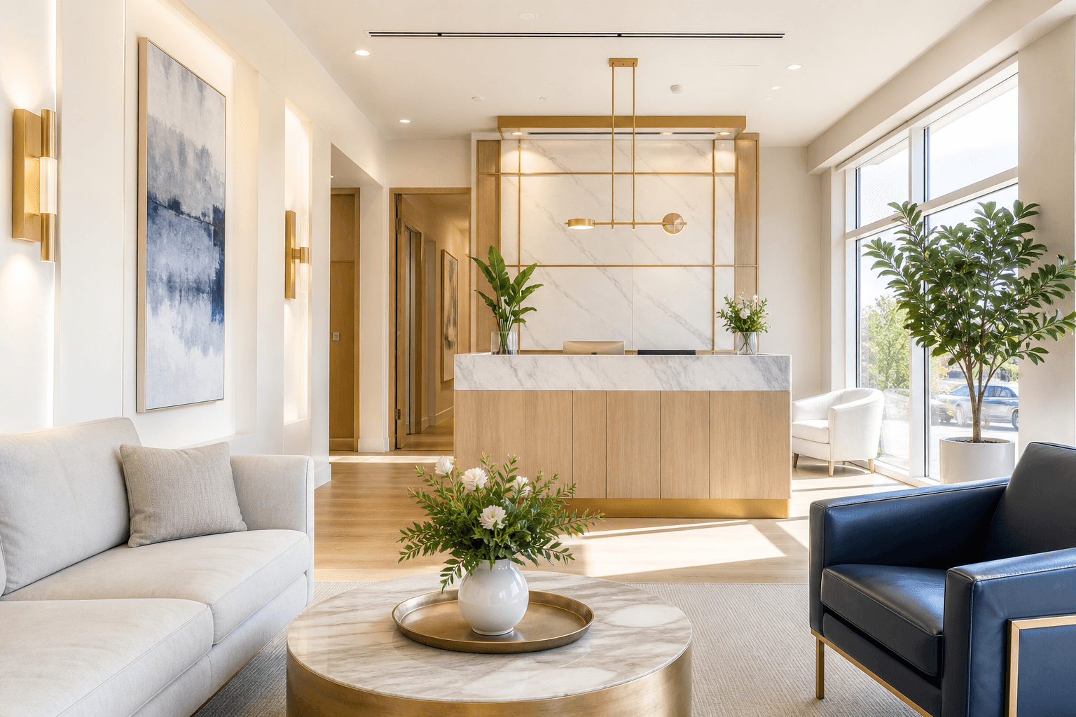 Sunlit consult lounge as the feel-better path at CIHW