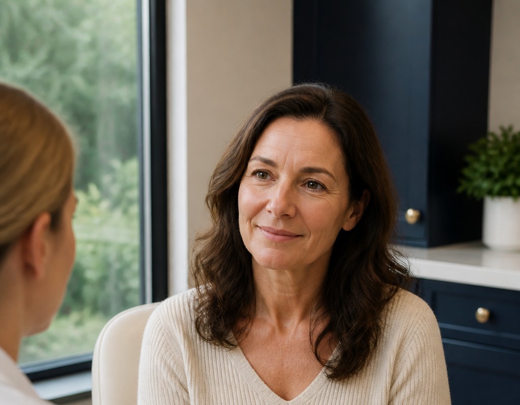 Healthy-aging consultation: a patient in her fifties speaking with a clinician at CIHW