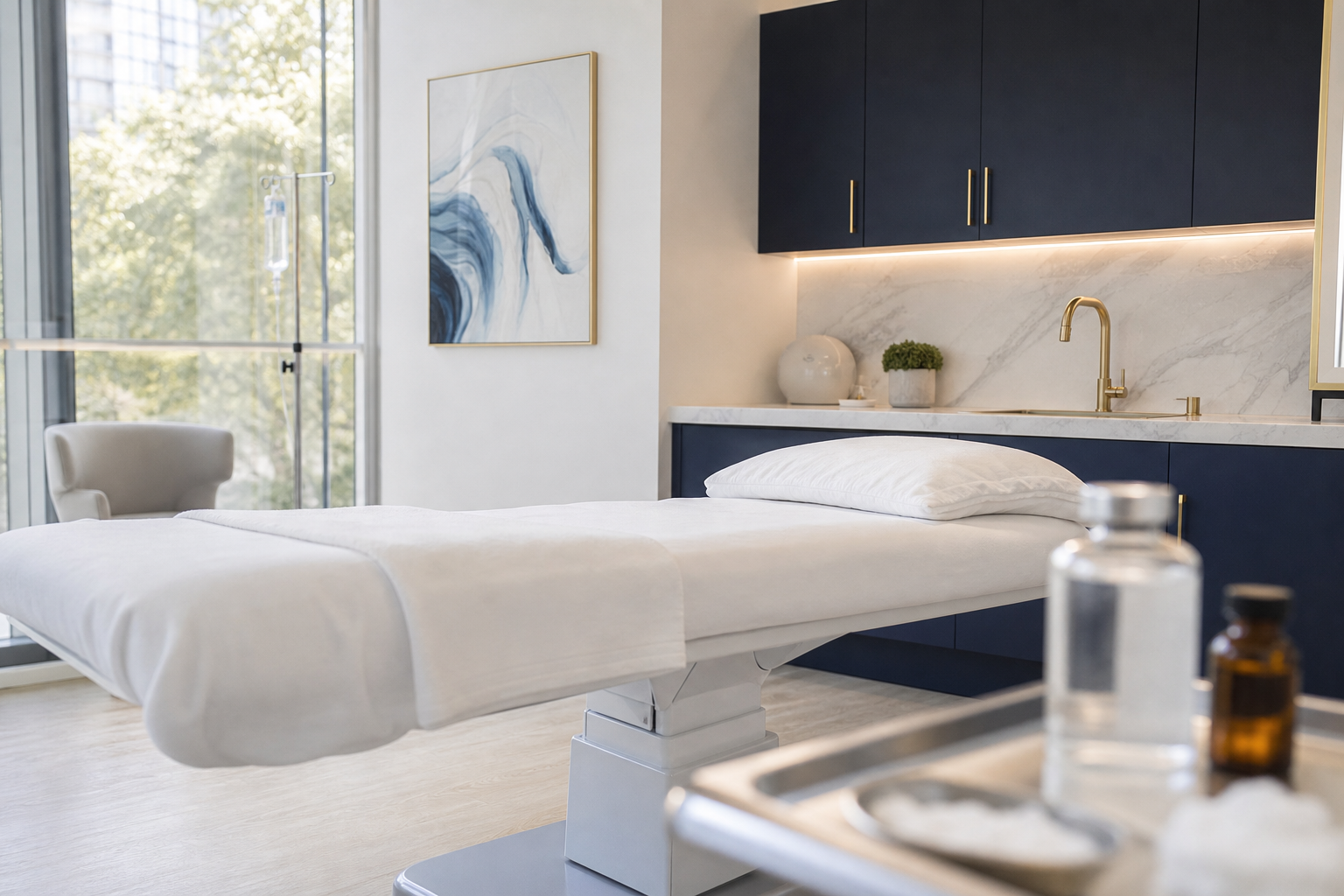 Peptide therapy consult in a daylight treatment room at CIHW